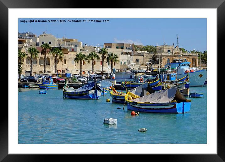 Marsaxlokk Fishing Village Framed Mounted Print by Diana Mower