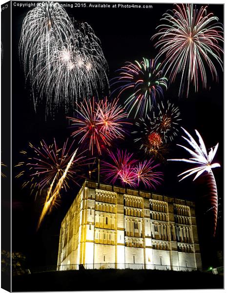 Fireworks over Norwich Castle Canvas Print by Mark Bunning
