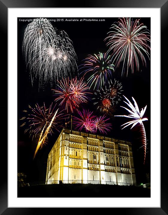 Fireworks over Norwich Castle Framed Mounted Print by Mark Bunning