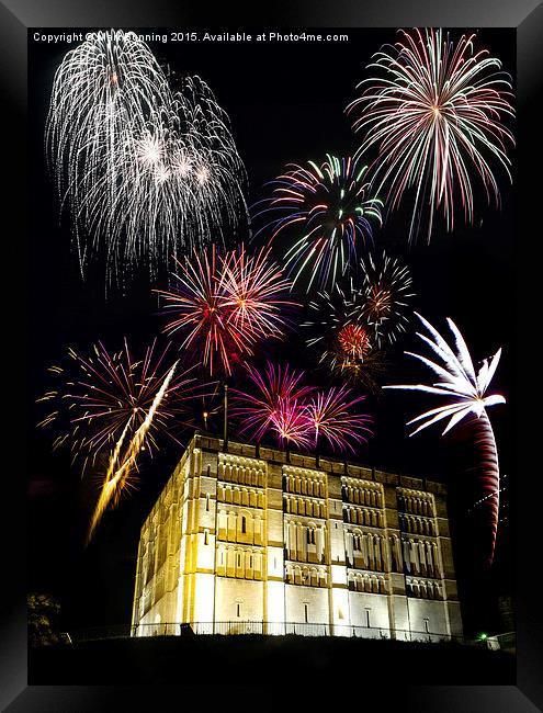 Fireworks over Norwich Castle Framed Print by Mark Bunning