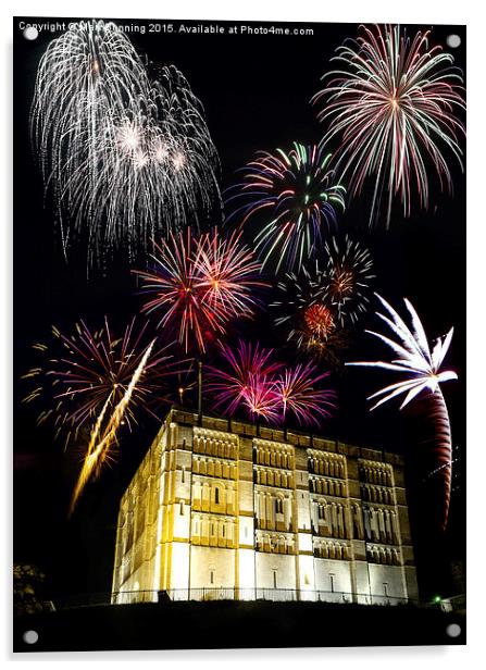 Fireworks over Norwich Castle Acrylic by Mark Bunning