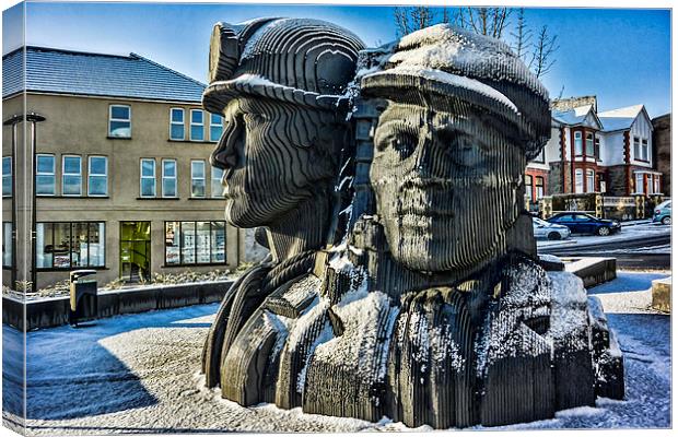 Miners In The Snow 1 Canvas Print by Steve Purnell