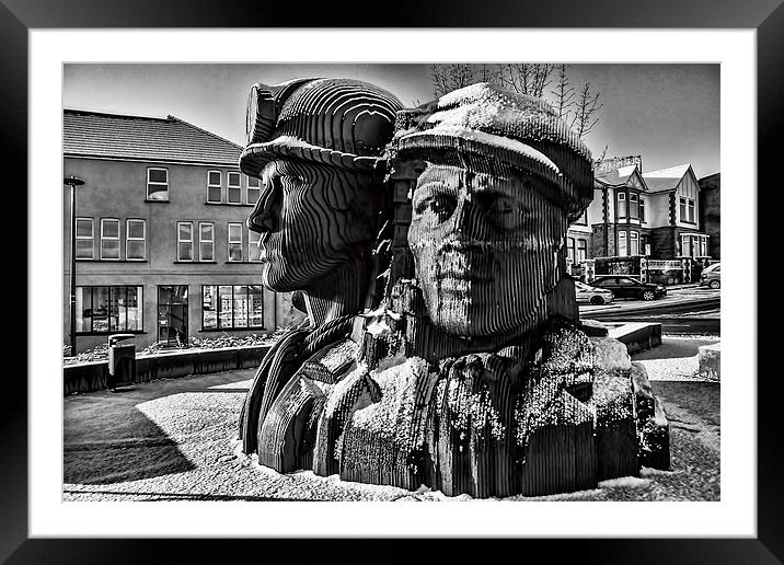 Miners In The Snow 1 Mono Framed Mounted Print by Steve Purnell