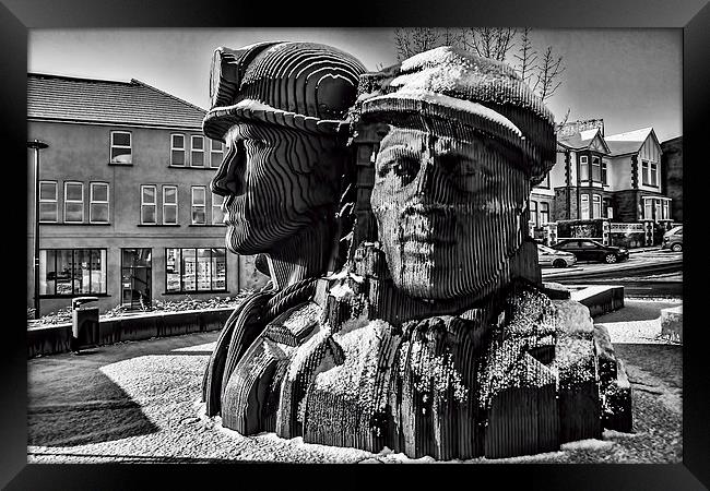 Miners In The Snow 1 Mono Framed Print by Steve Purnell