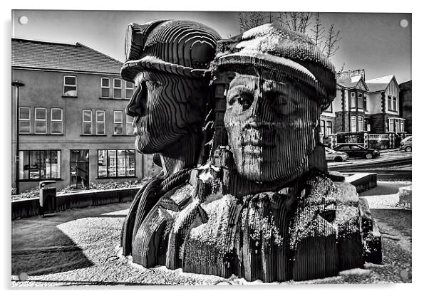 Miners In The Snow 1 Mono Acrylic by Steve Purnell