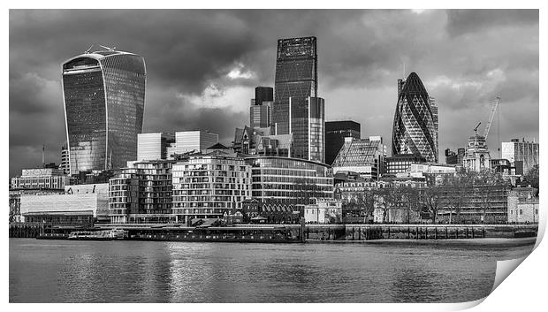 London Skyline in Black and White  Print by LensLight Traveler