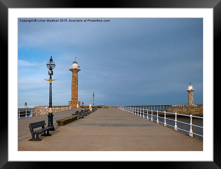  Whitby Pier.  Framed Mounted Print by Lilian Marshall