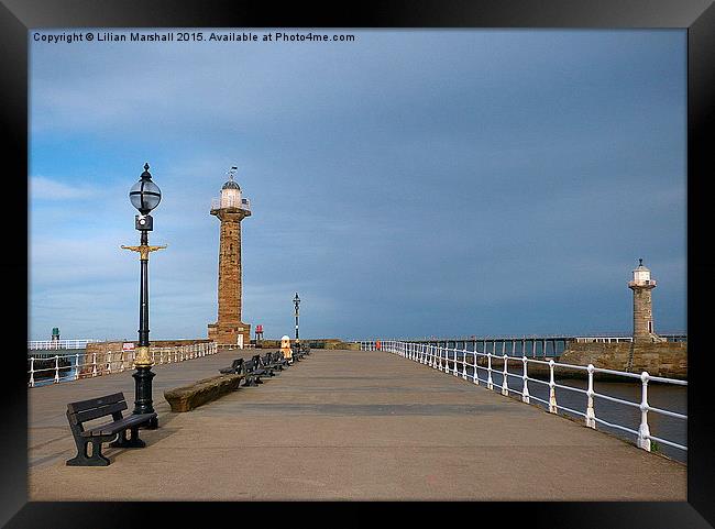  Whitby Pier.  Framed Print by Lilian Marshall