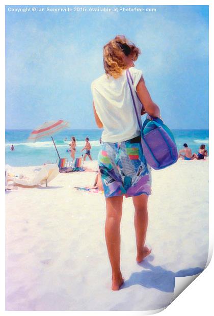 Woman on the beach Print by Ian Somerville