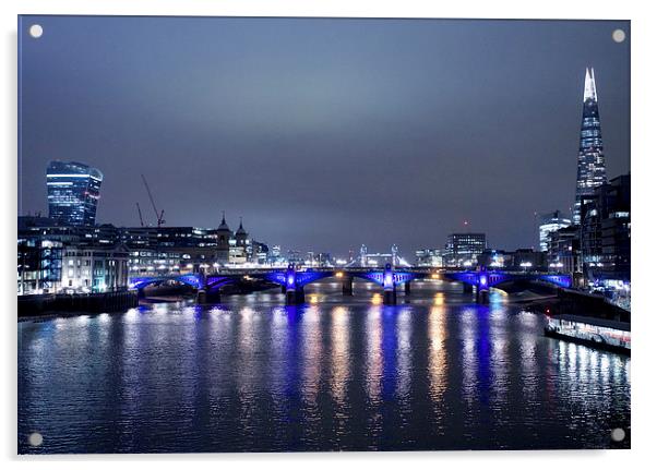  London Bridge from the Thames Acrylic by Maggie Railton