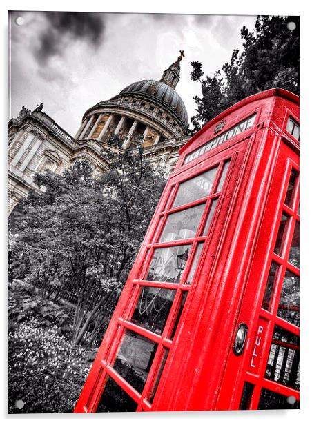  London Phone Box and St Pauls Acrylic by Scott Anderson