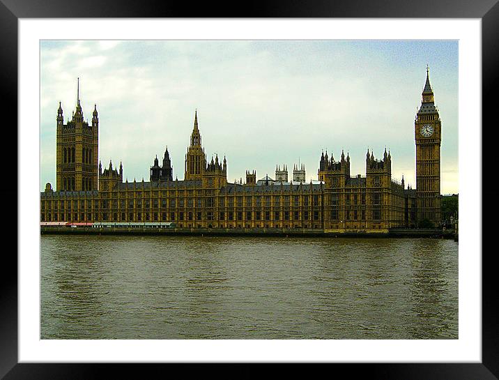 Palace of Westminster from the South Bank Framed Mounted Print by Chris Day