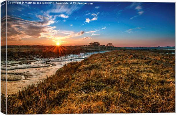  January Sunset at Low Tide Canvas Print by matthew  mallett