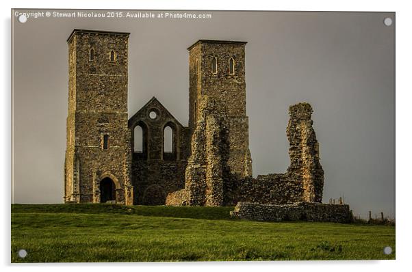 Reculver Towers Acrylic by Stewart Nicolaou