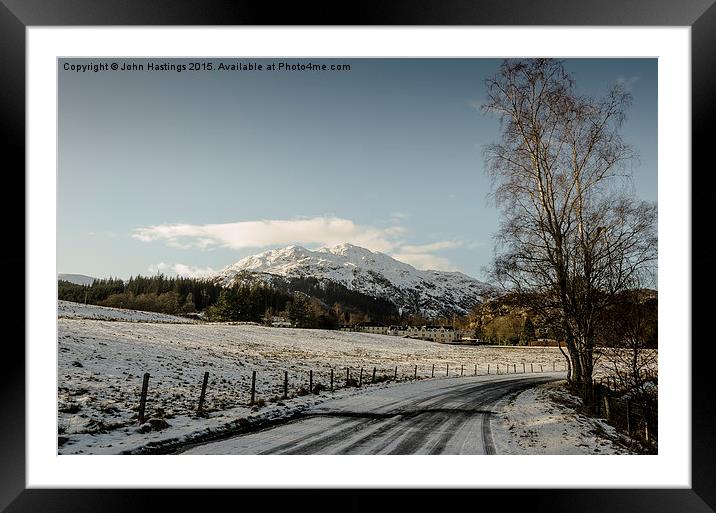 Snowy Mountainscape Framed Mounted Print by John Hastings