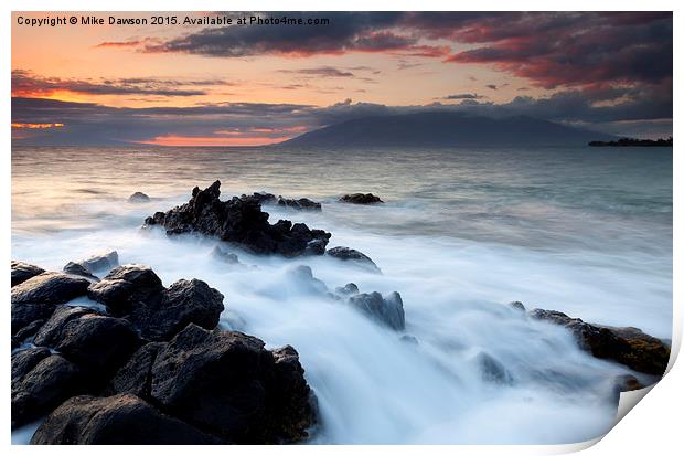 Red Sky over Lanai Print by Mike Dawson