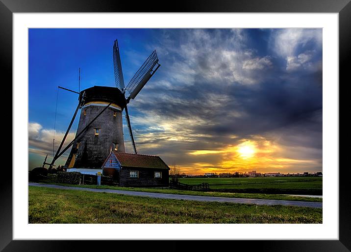  Beautiful sunrise over a windmill Framed Mounted Print by Ankor Light