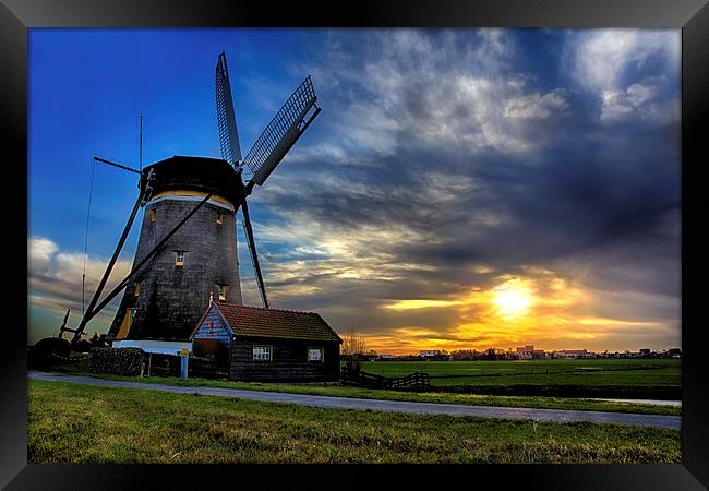  Beautiful sunrise over a windmill Framed Print by Ankor Light