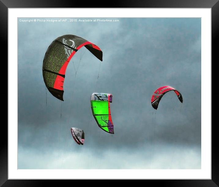  Kites Framed Mounted Print by Philip Hodges aFIAP ,