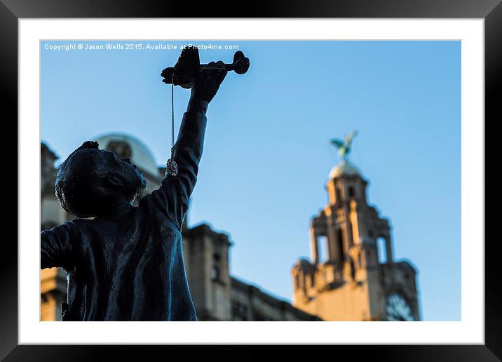  Boy opposite the Liver Building Framed Mounted Print by Jason Wells