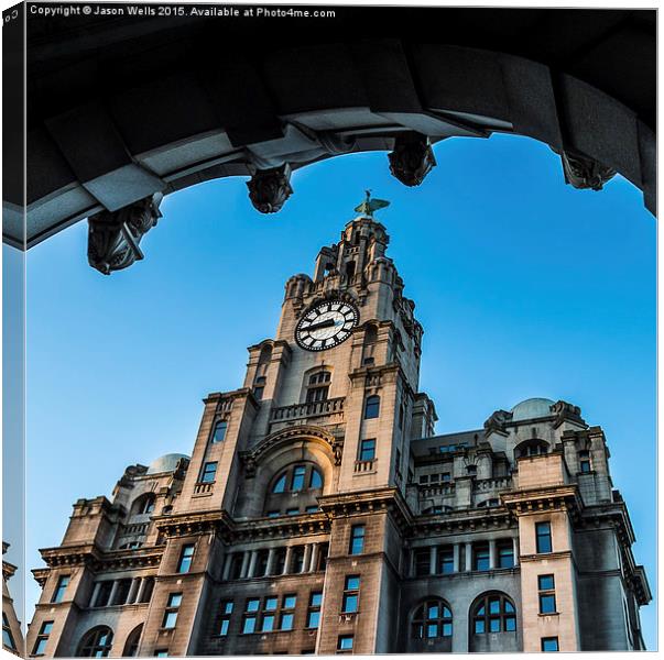  Framing the Royal Liver Building Canvas Print by Jason Wells