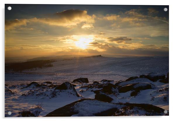 Carl Wark Winter Sunset  Acrylic by Darren Galpin