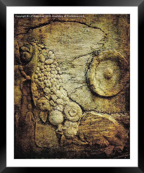 Ancient Stone Carving  Framed Mounted Print by LIZ Alderdice