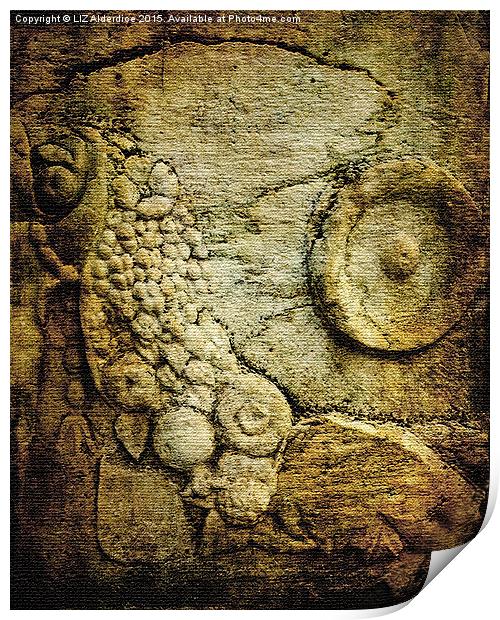 Ancient Stone Carving  Print by LIZ Alderdice
