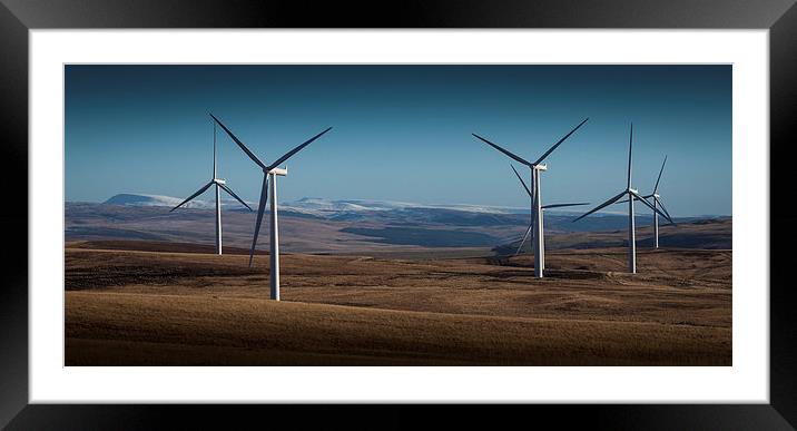  Wind turbines on Betws mountain Framed Mounted Print by Leighton Collins