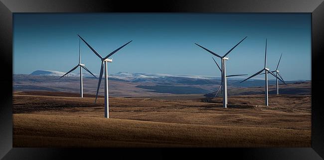  Wind turbines on Betws mountain Framed Print by Leighton Collins
