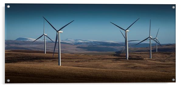  Wind turbines on Betws mountain Acrylic by Leighton Collins