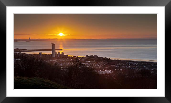  Sunrise on Swansea city south Wales Framed Mounted Print by Leighton Collins