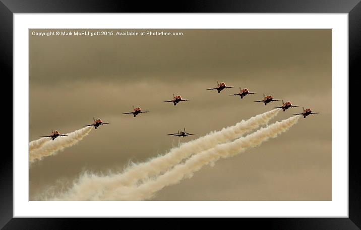 The Red Arrows Fly Bye with the Spitfire MH434 At  Framed Mounted Print by Mark McElligott