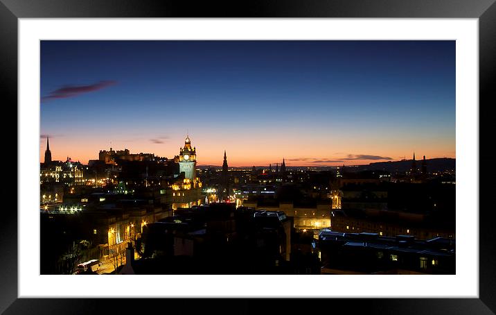  Edinburgh skyline at twilight Framed Mounted Print by James Marsden