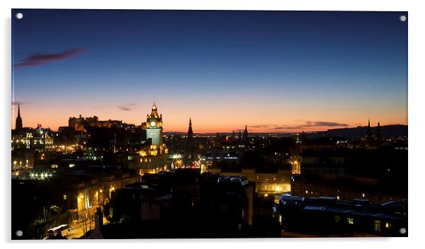  Edinburgh skyline at twilight Acrylic by James Marsden