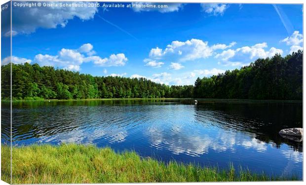  Small Moorland Lake Canvas Print by Gisela Scheffbuch