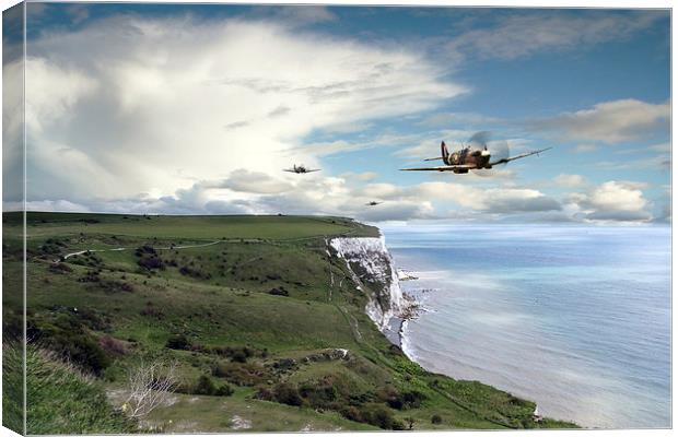 Spitfires Over Dover  Canvas Print by J Biggadike