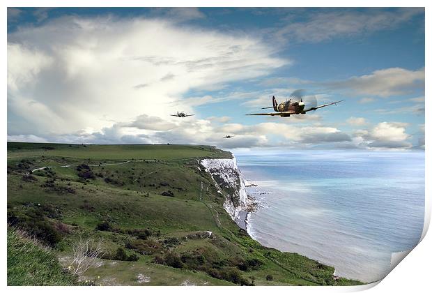 Spitfires Over Dover  Print by J Biggadike