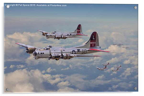 B17 - 381st Bomb Group en-route Acrylic by Pat Speirs
