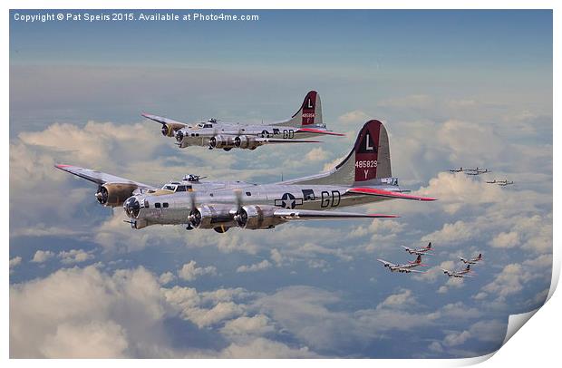 B17 - 381st Bomb Group en-route Print by Pat Speirs