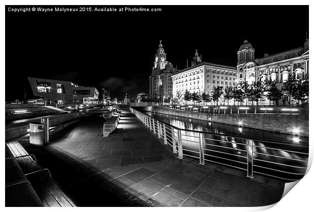 Liverpool at night Print by Wayne Molyneux