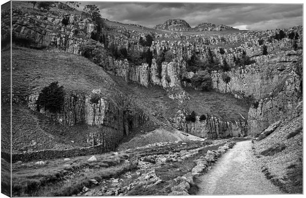 The Approach to Malham Cove in Black and White Canvas Print by Colin Metcalf