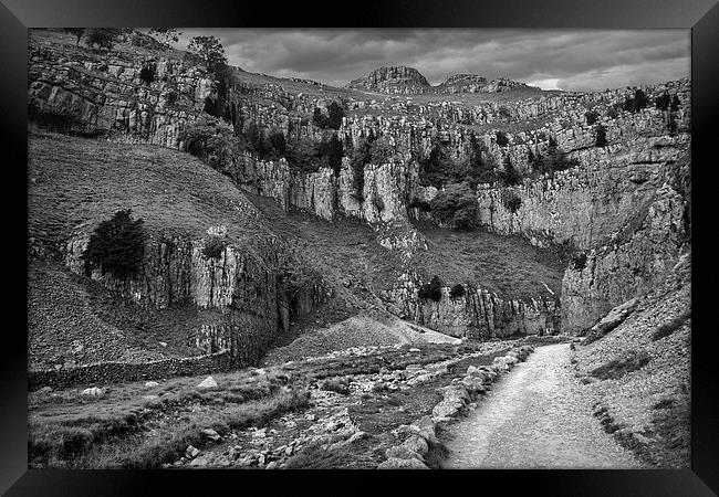 The Approach to Malham Cove in Black and White Framed Print by Colin Metcalf