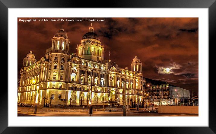Port Of Liverpool Building At Night Framed Mounted Print by Paul Madden
