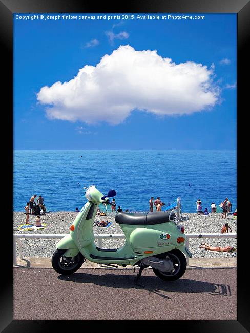 Cote D'Azur Scooter Framed Print by joseph finlow canvas and prints