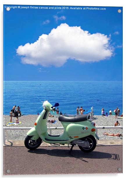 Cote D'Azur Scooter Acrylic by joseph finlow canvas and prints
