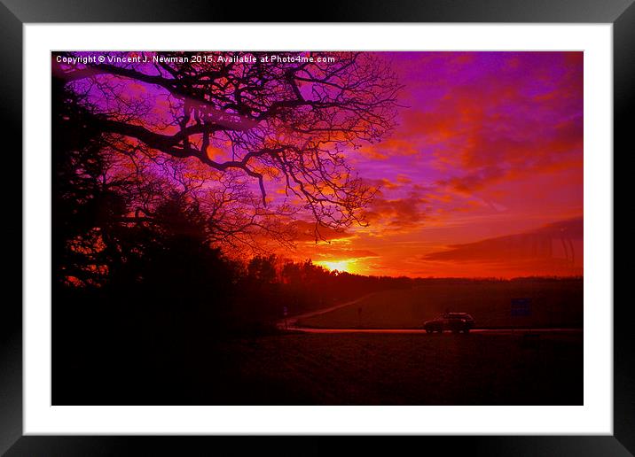 Countryside Sunset Framed Mounted Print by Vincent J. Newman