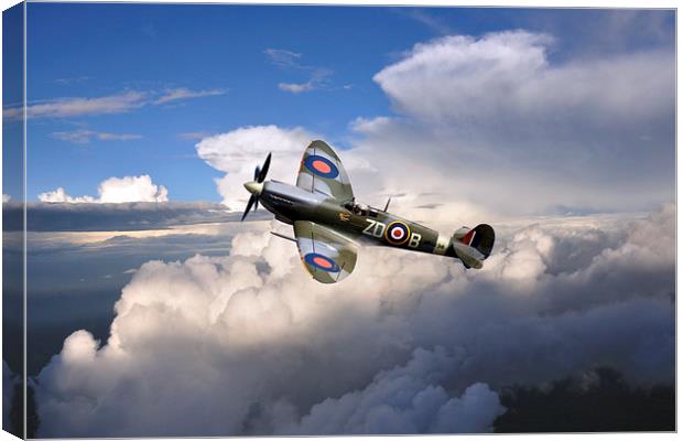 Spitfire Air to Air Canvas Print by J Biggadike
