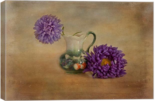 Purple asters with textured finish  Canvas Print by Eddie John