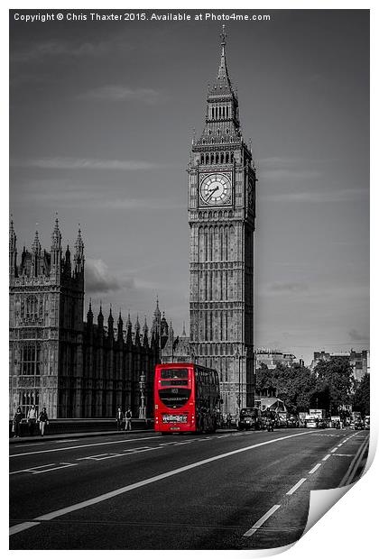 Big Ben and London Bus Print by Chris Thaxter